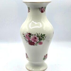VINTAGE Baum Brothers Formalities‎ Jubilee Rose Cottagecore Vase, 11" TALL